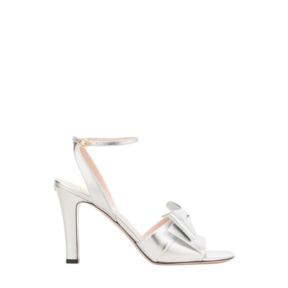 Valentino NIB Bowow 95mm Leather Sandals in Silver Size 40
